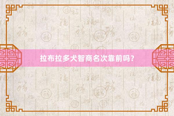 拉布拉多犬智商名次靠前吗？