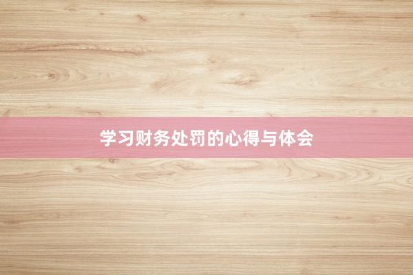 学习财务处罚的心得与体会